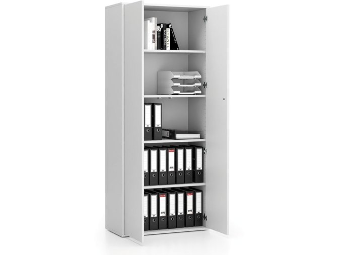 kancelarska policova skrin s dvermi layers 800 x 400 x 1905 mm bila 21896