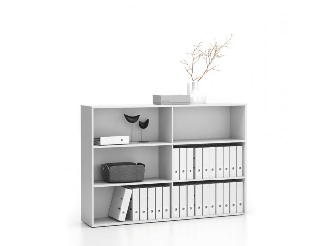 dvojity nizky kancelarsky regal segment 4 police 1660 x 350 x 1140 mm bila 23946