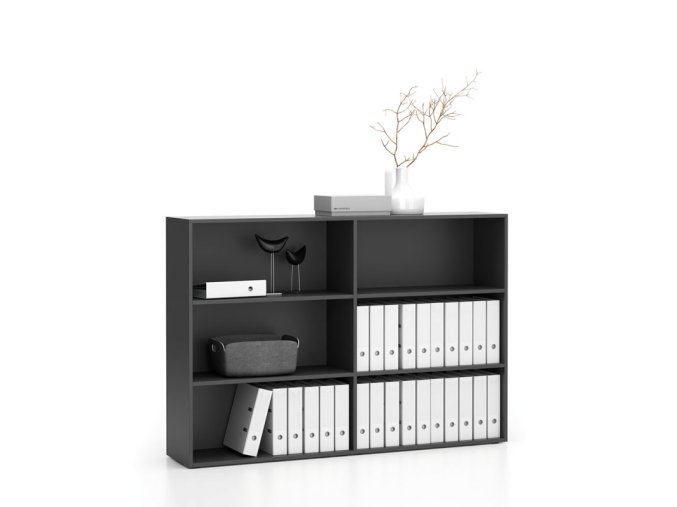 dvojity nizky kancelarsky regal segment 4 police 1660 x 350 x 1140 mm grafitova 23942