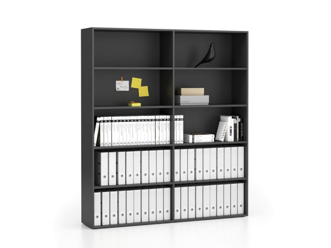 dvojity vysoky kancelarsky regal segment 8 polic 1660 x 350 x 1880 mm grafitova 23968