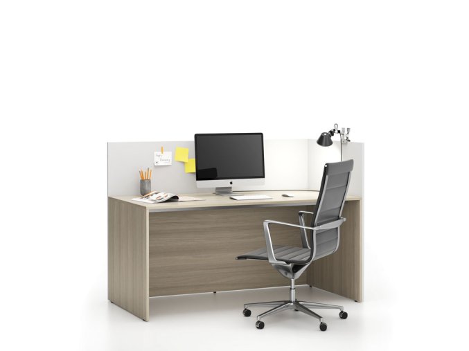 kancelarska sestava single s paravanem segment prava dub prirodni bila 24044