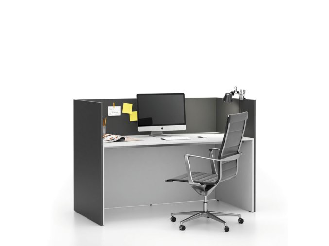 kancelarska sestava single s paravanem segment rovna bila grafitova 24038