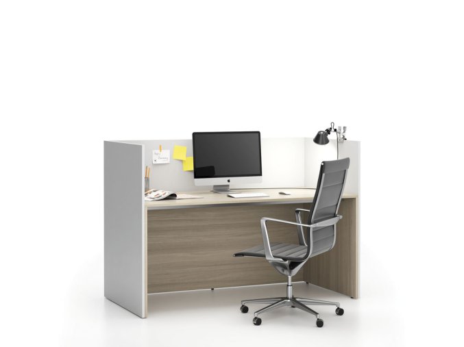 kancelarska sestava single s paravanem segment rovna dub prirodni bila 24055