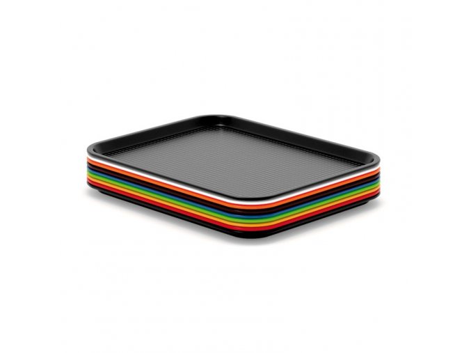 plastovy obdelnikovy servirovaci tac 450 x 350 mm cerny 48574