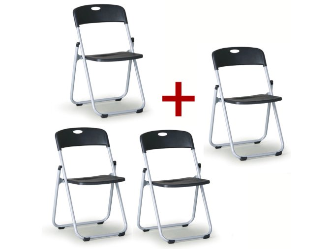Skládací židle CLACK 3+1 ZDARMA, černá