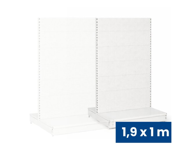 prodejni regal oboustranny perfo steny 1900 x 1000 x 900 mm pridavny bila 142321