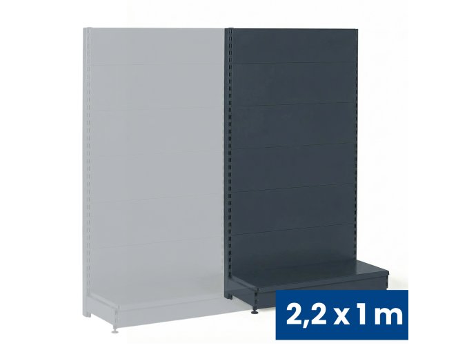 prodejni regal jednostranny plne steny 2200 x 1000 x 450 mm pridavny antracit 140890
