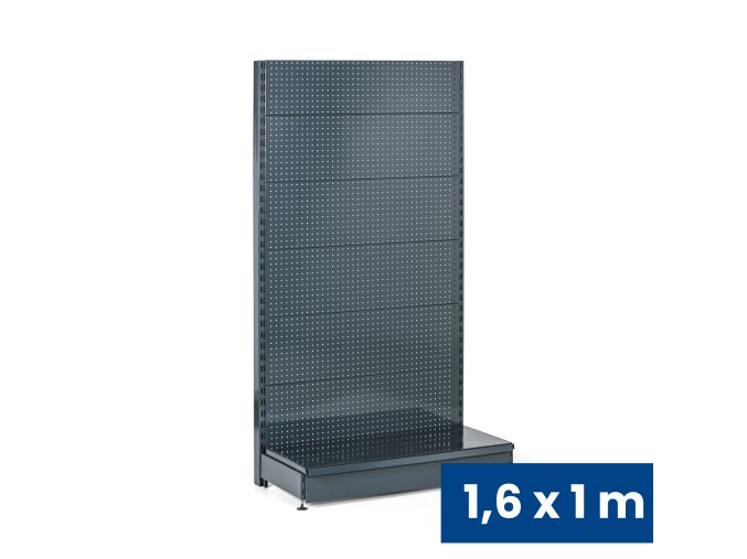 prodejni regal jednostranny perfo steny 1600 x 1000 x 450 mm zakladni antracit 140811