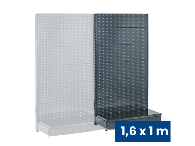 prodejni regal jednostranny perfo steny 1600 x 1000 x 450 mm pridavny antracit 140861