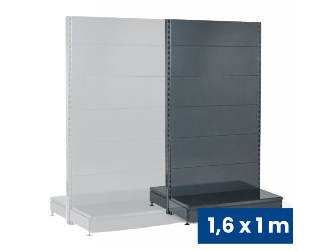 prodejni regal oboustranny plne steny 1600 x 1000 x 900 mm pridavny antracit 142365