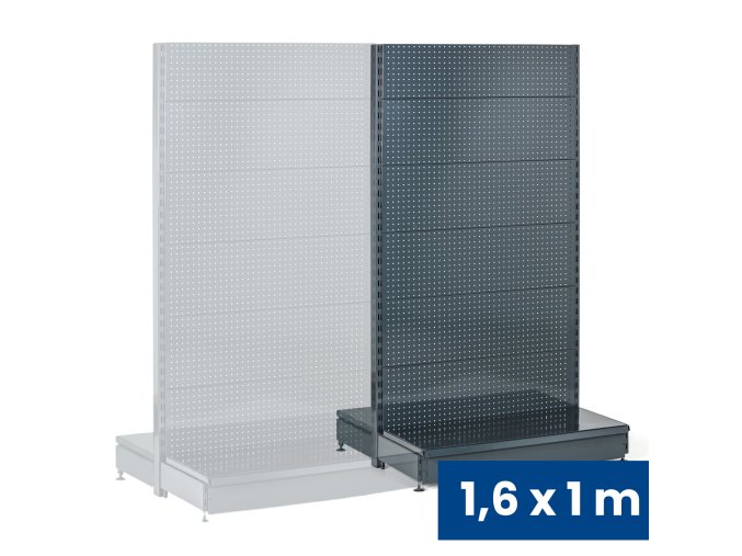 prodejni regal oboustranny perfo steny 1600 x 1000 x 900 mm pridavny antracit 142351