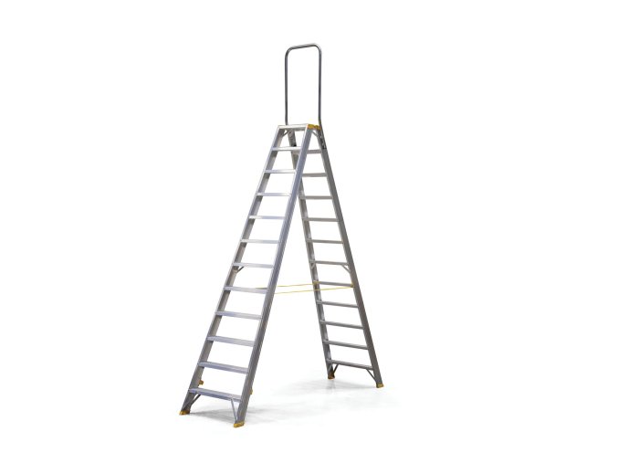 Oboustranné hliníkové schůdky ALVE FORTE s madlem, 2x12 stupňů, výška 2,55 m