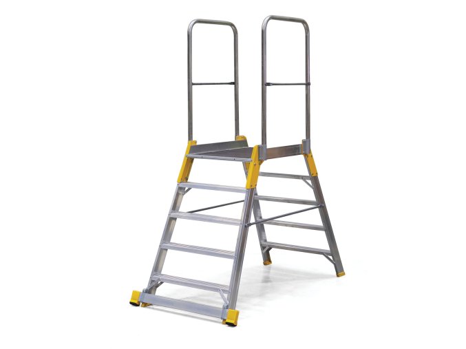 hlinikovy mustek zebrik s plosinou oboustranny alve forte 2x5 pricky vyska plosiny 1 04 m 77775