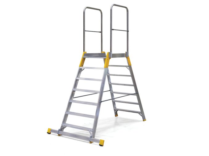 hlinikovy mustek zebrik s plosinou oboustranny alve forte 2x7 pricky vyska plosiny 1 47 m 77777