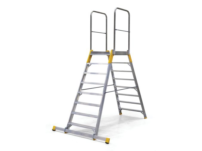 hlinikovy mustek zebrik s plosinou oboustranny alve forte 2x8 pricky vyska plosiny 1 68 m 77778