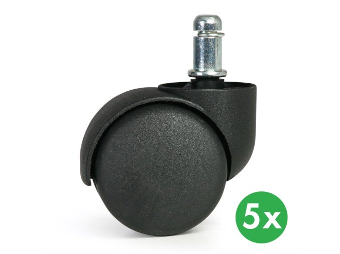 Kolečka pro kancelářské židle, 50 mm, pro měkké podlahy, sada 5 ks