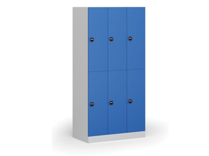 Šatní skříňka s úložnými boxy, 6 boxů, 1850 x 900 x 500 mm, RFID zámek, modré dveře