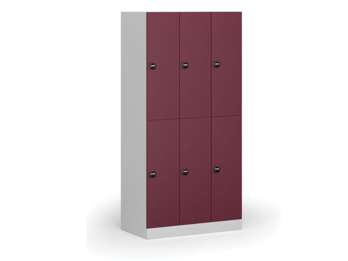Šatní skříňka s úložnými boxy, 6 boxů, 1850 x 900 x 500 mm, RFID zámek, červené dveře