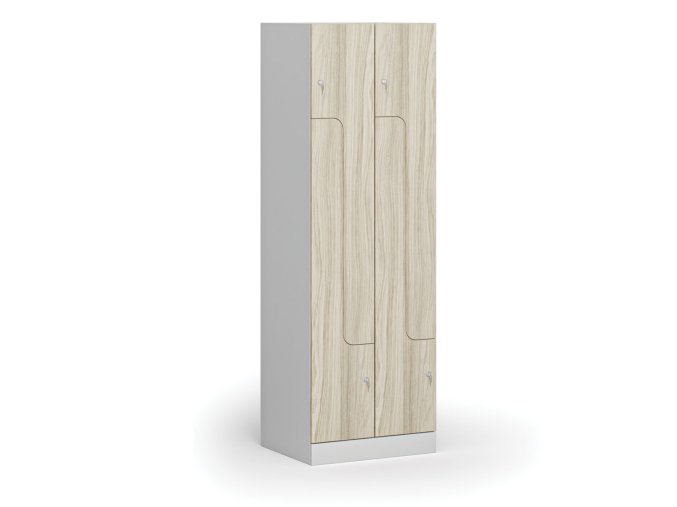 kovova satni skrinka z 4 oddily 1850 x 600 x 500 mm cylindricky zamek laminovane dvere dub prirodni 111007