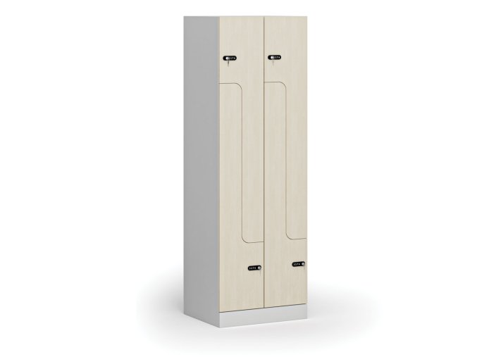 kovova satni skrinka z 4 oddily 1850 x 600 x 500 mm mechanicky kodovy zamek laminovane dvere briza 111001