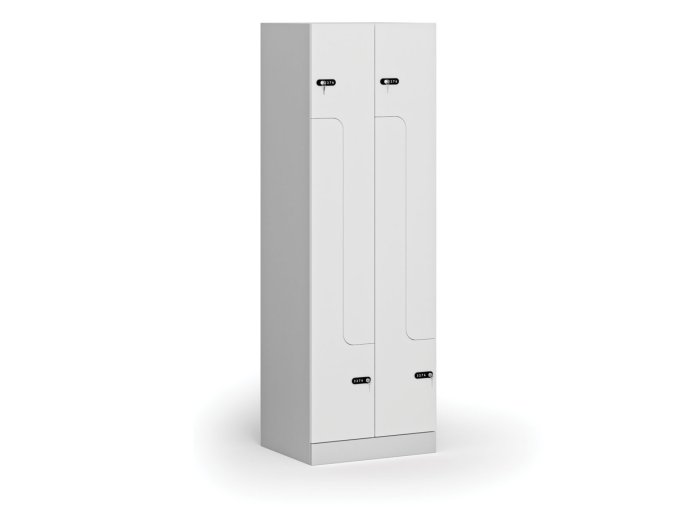 kovova satni skrinka z 4 oddily 1850 x 600 x 500 mm mechanicky kodovy zamek laminovane dvere bila 111005