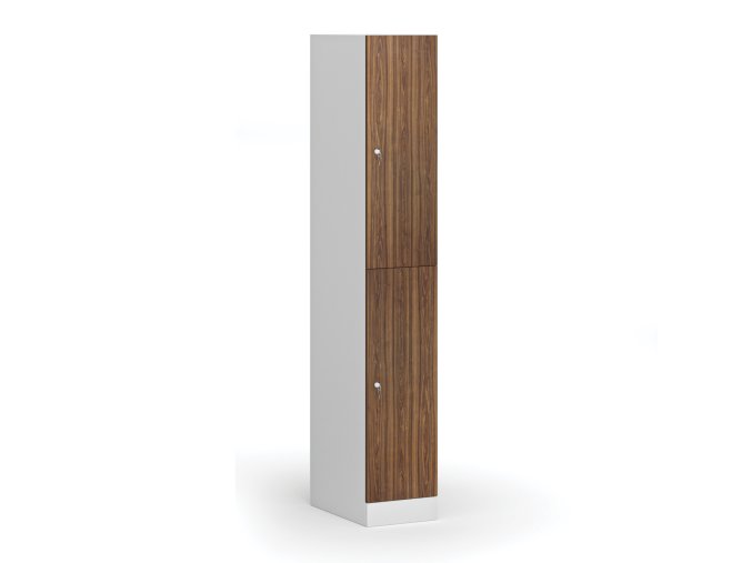 satni skrinka s uloznymi boxy 2 boxy 1850 x 300 x 500 mm cylindricky zamek laminovane dvere orech 110758