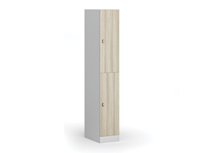 satni skrinka s uloznymi boxy 2 boxy 1850 x 300 x 500 mm otocny zamek laminovane dvere dub prirodni 110761