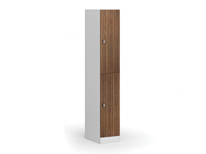 satni skrinka s uloznymi boxy 2 boxy 1850 x 300 x 500 mm demont otocny zamek laminovane dvere orech 110763