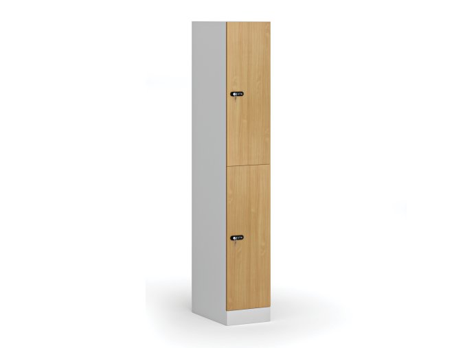 satni skrinka s1 s uloznymi boxy 2 boxy 1850 x 300 x 500 mm demont mechanicky kodovy zamek laminovane dvere buk 110789