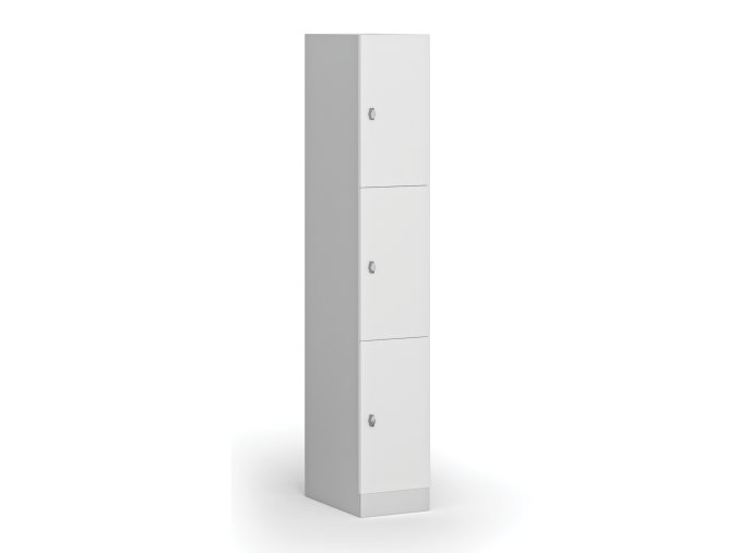 satni skrinka s uloznymi boxy 3 boxy 1850 x 300 x 500 mm demont otocny zamek laminovane dvere bila 110807