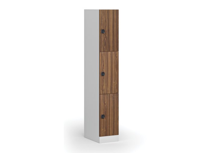 satni skrinka s uloznymi boxy 3 boxy 1850 x 300 x 500 mm demont kodovy zamek laminovane dvere orech 110811