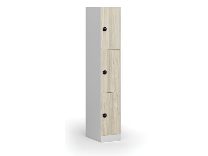 satni skrinka s uloznymi boxy 3 boxy 1850 x 300 x 500 mm rfid zamek laminovane dvere dub prirodni 110843