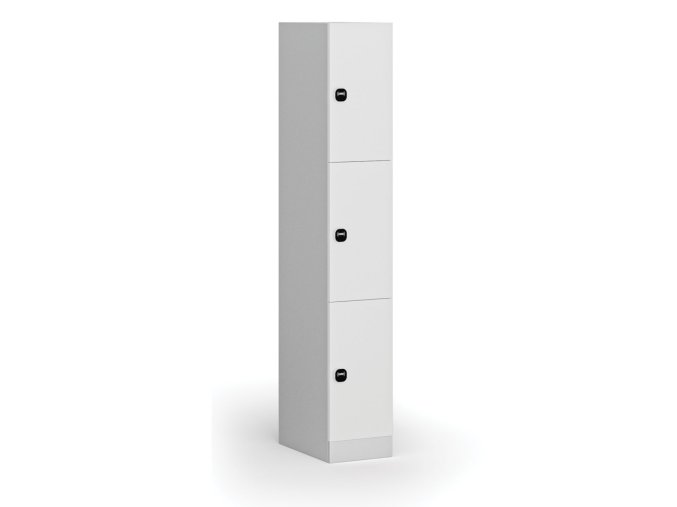 satni skrinka s uloznymi boxy 3 boxy 1850 x 300 x 500 mm demont rfid zamek laminovane dvere bila 110847