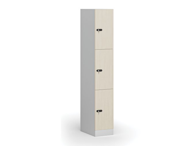 satni skrinka s uloznymi boxy 3 boxy 1850 x 300 x 500 mm mechanicky kodovy zamek laminovane dvere briza 110873