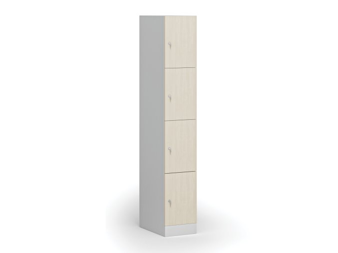 satni skrinka s uloznymi boxy 4 boxy 1850 x 300 x 500 mm cylindricky zamek laminovane dvere briza 110882