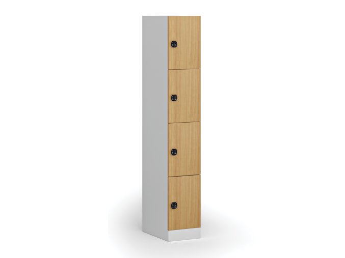 satni skrinka s1 s uloznymi boxy 4 boxy 1850 x 300 x 500 mm demont kodovy zamek laminovane dvere buk 110896