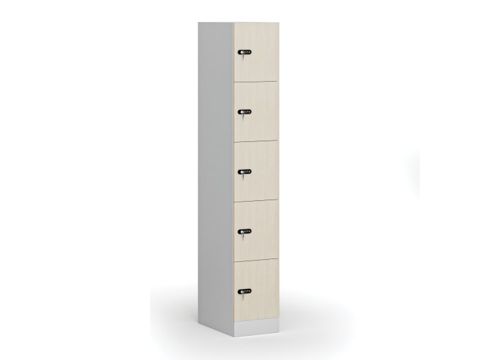 satni skrinka s uloznymi boxy 5 boxu 1850 x 300 x 500 mm mechanicky kodovy zamek laminovane dvere briza 111016