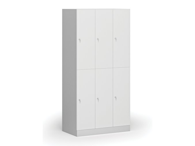 satni skrinka s uloznymi boxy 6 boxu 1850 x 900 x 500 mm cylindricky zamek laminovane dvere bila 111026