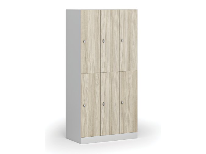 satni skrinka s uloznymi boxy 6 boxu 1850 x 900 x 500 mm otocny zamek laminovane dvere dub prirodni 111030