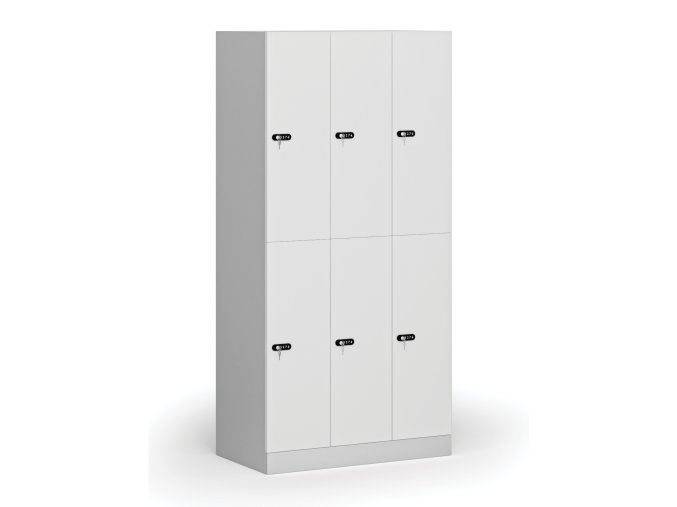satni skrinka s uloznymi boxy 6 boxu 1850 x 900 x 500 mm mechanicky kodovy zamek laminovane dvere bila 111052