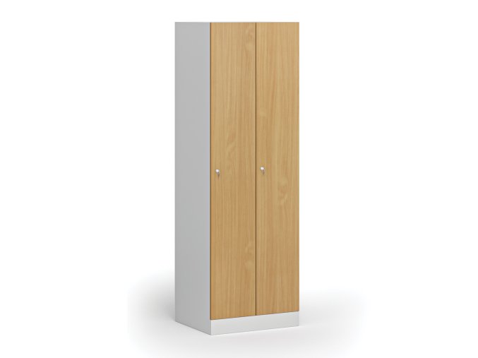 kovova satni skrinka 2 oddily 1850 x 600 x 500 mm demont cylindricky zamek laminovane dvere buk 111061