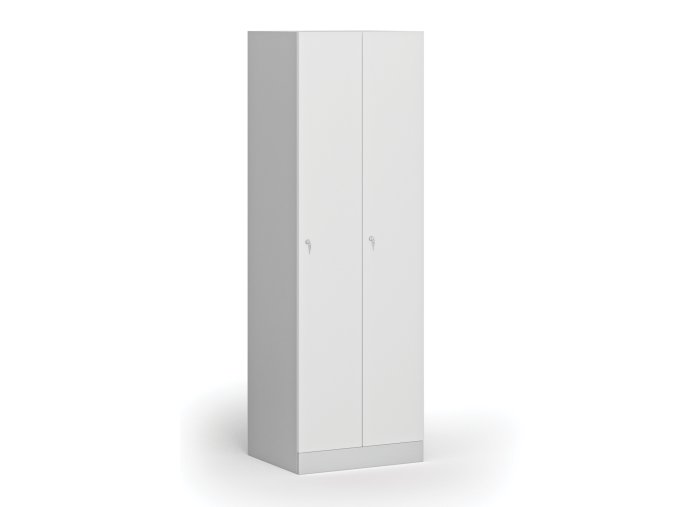 kovova satni skrinka 2 oddily 1850 x 600 x 500 mm demont cylindricky zamek laminovane dvere bila 111063