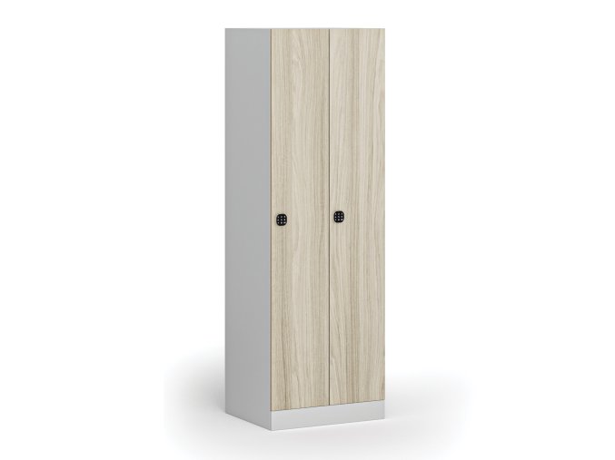 kovova satni skrinka 2 oddily 1850 x 600 x 500 mm demont kodovy zamek laminovane dvere dub prirodni 111071