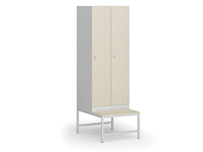 satni skrinka s lavickou 2 oddily 1875 x 600 x 500 800 mm cylindricky zamek laminovane dvere briza 110948