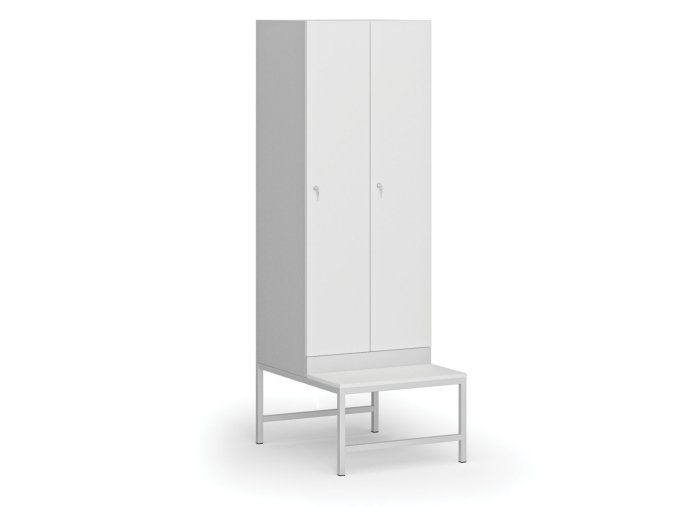 satni skrinka s lavickou 2 oddily 1875 x 600 x 500 800 mm cylindricky zamek laminovane dvere bila 110952