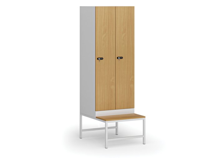 satni skrinka s lavickou 2 oddily 1875 x 600 x 500 800 mm mechanicky kodovy zamek laminovane dvere buk 110940