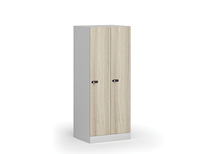 snizena satni skrinka 2 oddily 1500 x 600 x 500 mm mechanicky kodovy zamek laminovane dvere dub prirodni 111104