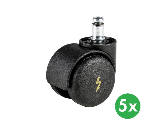 Antistatická kolečka pro kancelářské židle, 50 mm, pro měkké podlahy, sada 5 ks