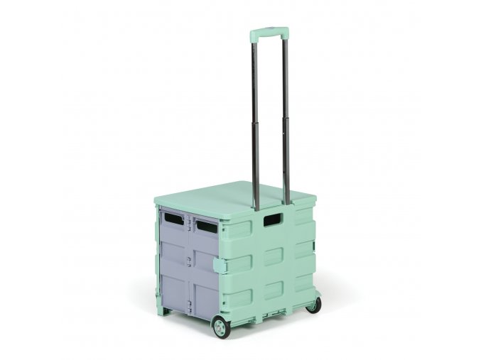 Skládací nákupní vozík, 50L, nosnost 35 kg, 2 pevná kola