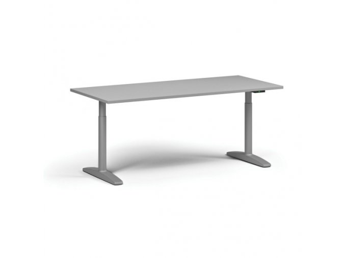 Výškově nastavitelný stůl OBOL, elektrický, 675-1325 mm, deska 1800x800 mm, šedá zaoblená podnož, šedá